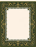 Ornate Gold and Emerald Scroll Border Rug