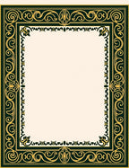 Ornate Gold and Emerald Scroll Border Rug
