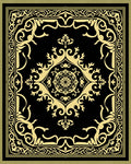 Black and Gold Ornate Medallion Rug