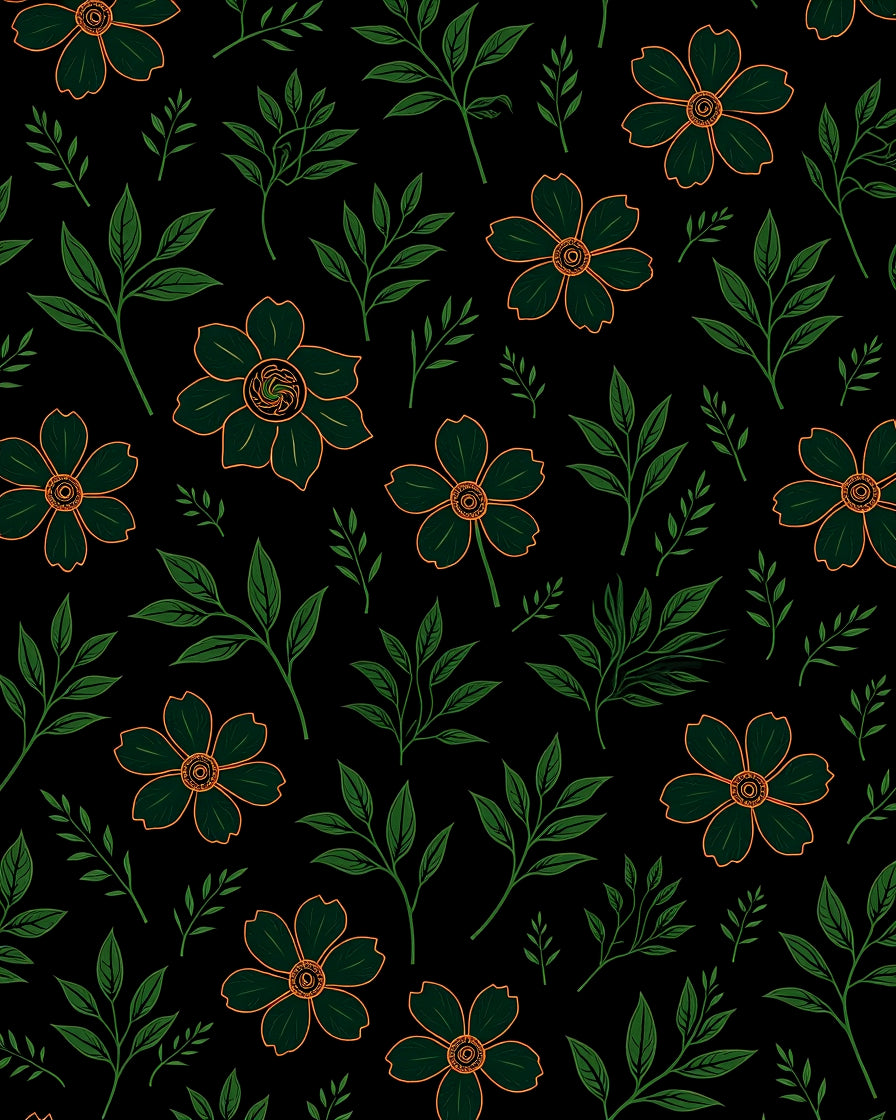 Dark Floral Garden Bloom Rug
