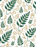 Emerald Fern Swirls On White Rug