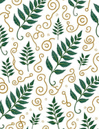 Emerald Fern Swirls On White Rug