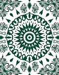 Forest Green Mandalas Floral Symmetry Rug