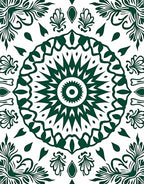 Forest Green Mandalas Floral Symmetry Rug
