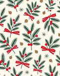 Berry Leaf Sprigs with Red Bows Rug