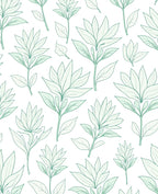 Mint Green Botanical Outline Harmony Rug