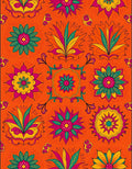 Vibrant Orange Floral Medallion Tapestry Rug