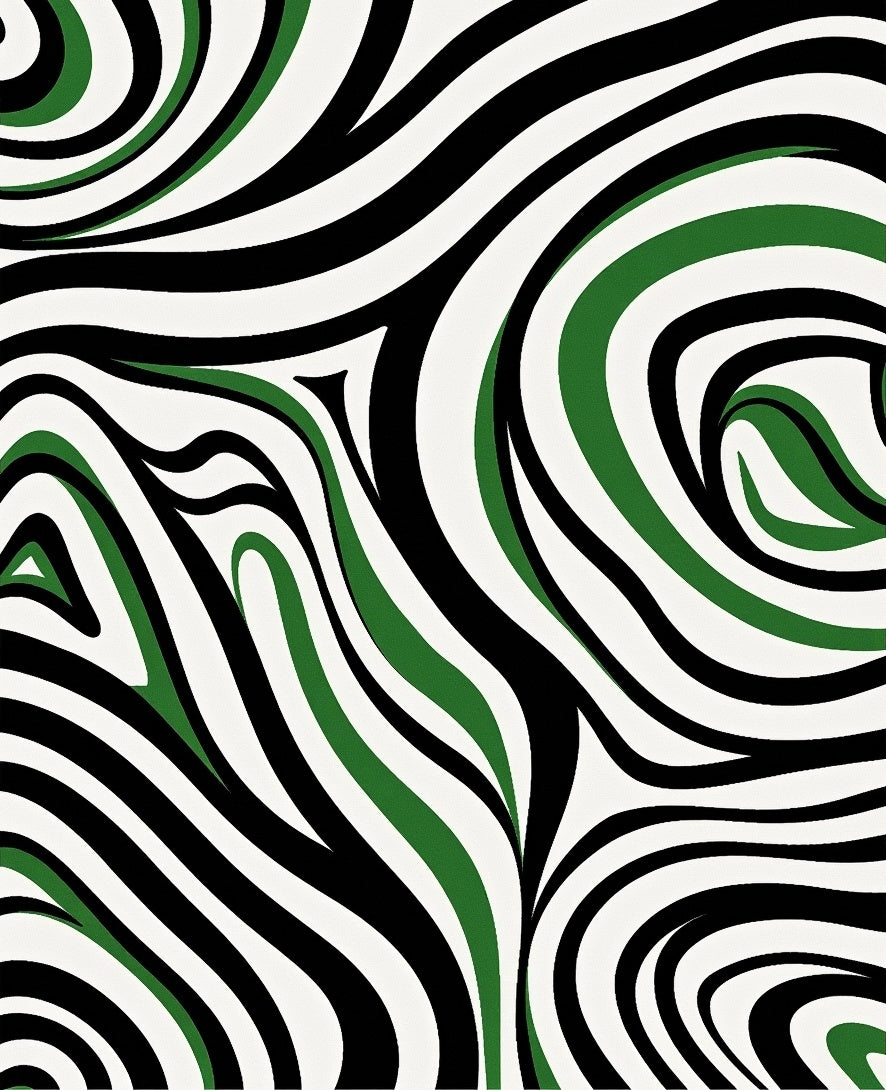 Bold Green Swirl Abstract Rug