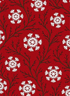 Winter Red Snowflake Branch Art Rug
