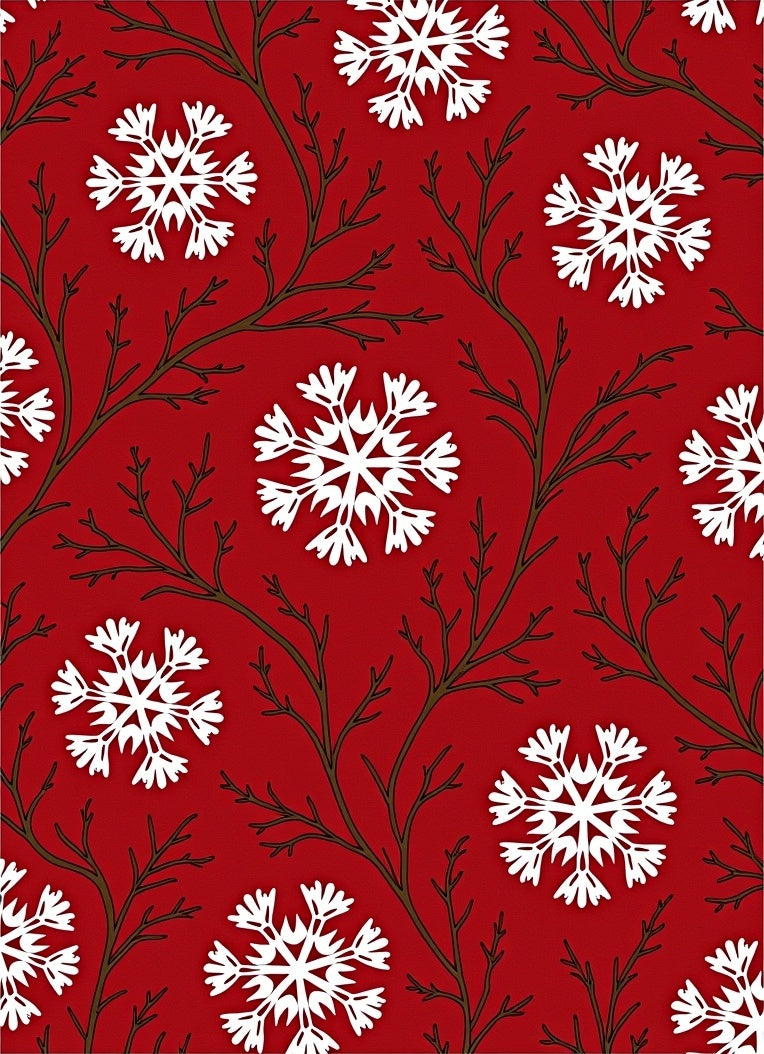 Winter Red Snowflake Branch Art Rug