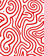 Bold Red Swirl Maze Tangle Rug