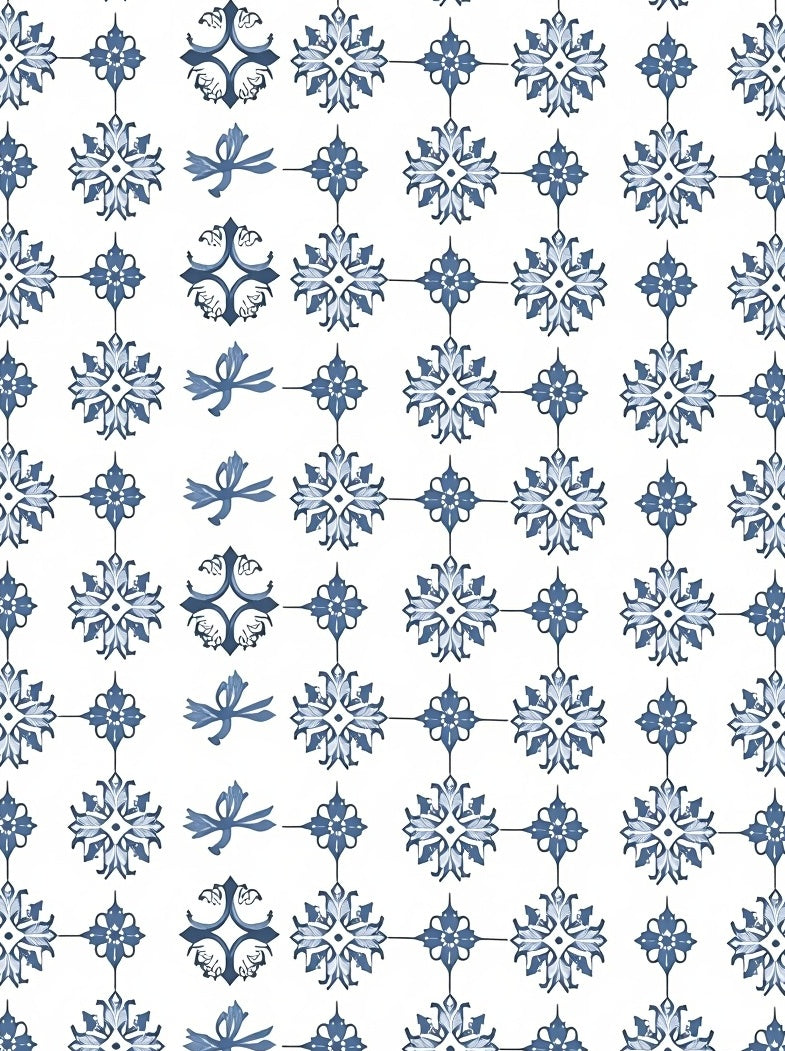 Blue Floral Medallion Tile Rug
