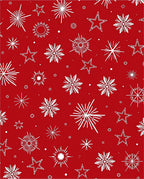 Crimson White Starburst Snowflake Medley Rug