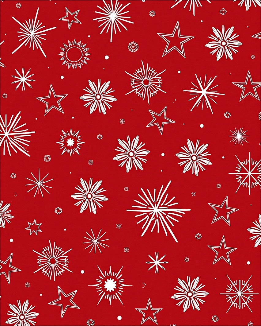 Crimson White Starburst Snowflake Medley Rug