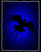 Dark Silhouette Mythical Winged Creature Rug