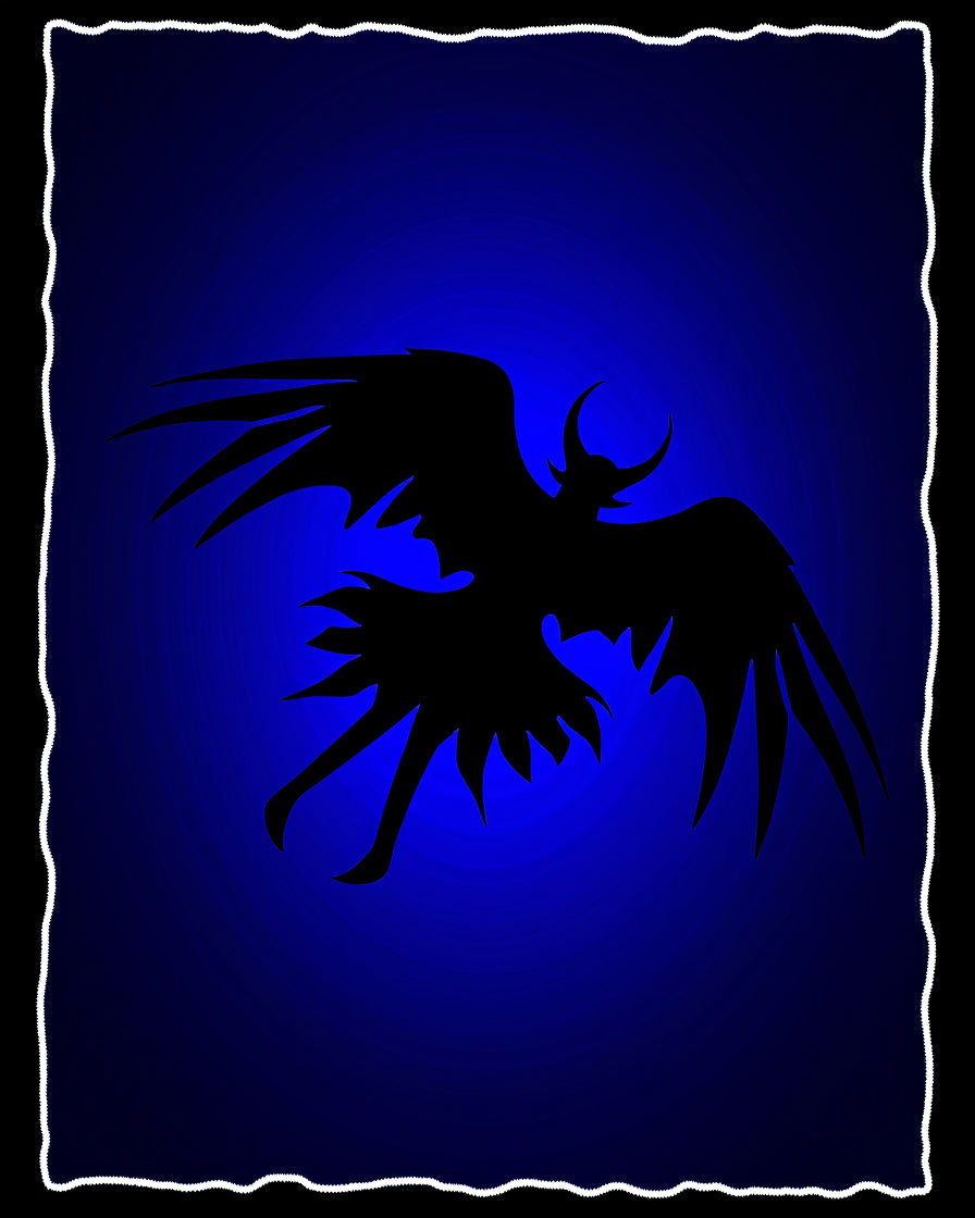 Dark Silhouette Mythical Winged Creature Rug
