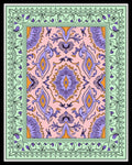 Pale Pink Purple Orange Ornate Border Rug