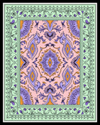 Pale Pink Purple Orange Ornate Border Rug