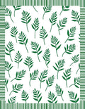 Green Leafy Branches Striped Border Rug