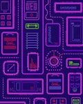 Neon Tech Circuitry Grid Rug