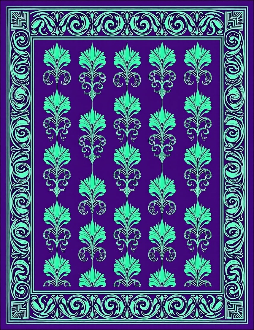 Emerald Floral Regal Border Rug