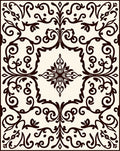 Dark Brown Floral Scrollwork Swirls Rug
