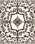 Dark Brown Floral Scrollwork Swirls Rug