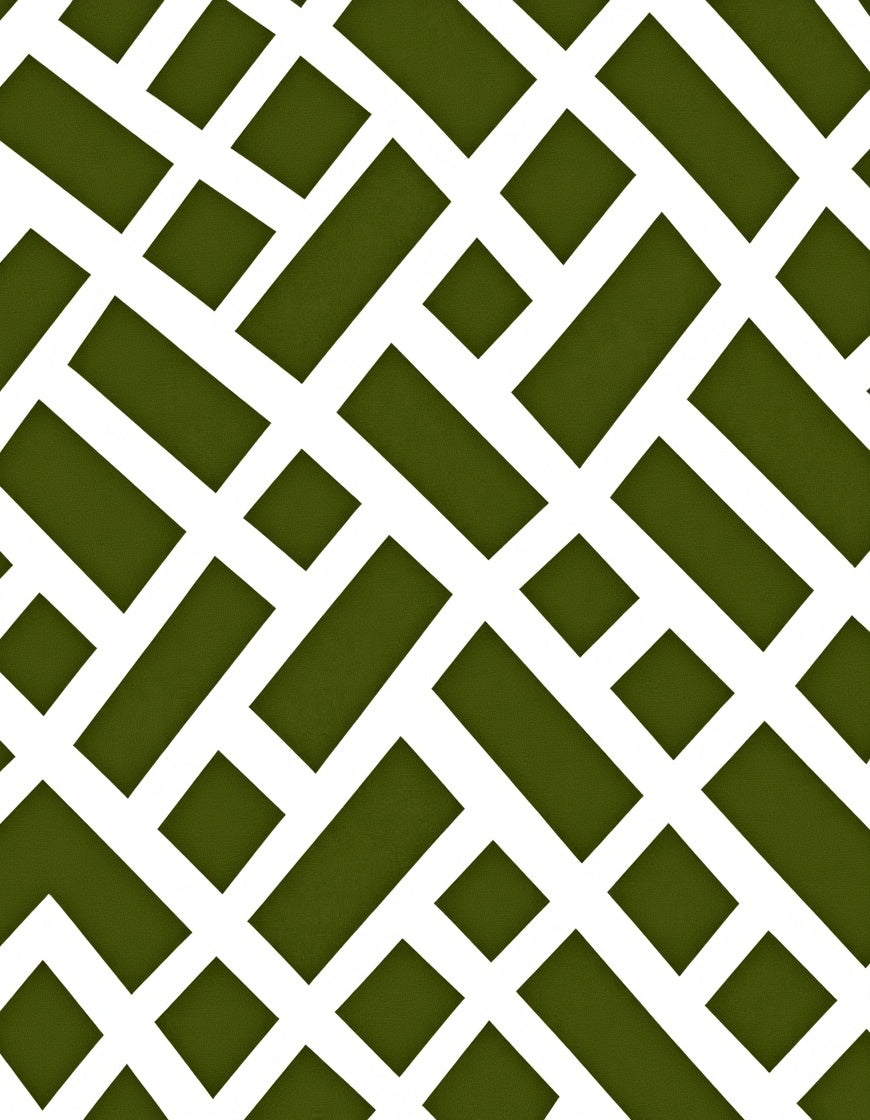 Olive Green Interlocking Lattice Rug