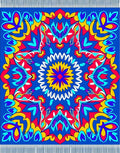 Vibrant Blue Floral Sunburst Rug