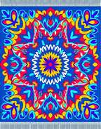 Vibrant Blue Floral Sunburst Rug