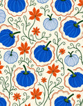 Blue Orange Autumn Pumpkin Vine Rug