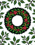 Festive Holly Berry Wreath Arrangement Rug