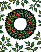 Festive Holly Berry Wreath Arrangement Rug