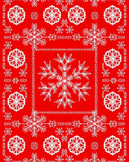 White Snowflakes on Bold Red Background Rug