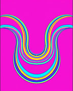 Vibrant Pink U-Shaped Color Ribbons Rug