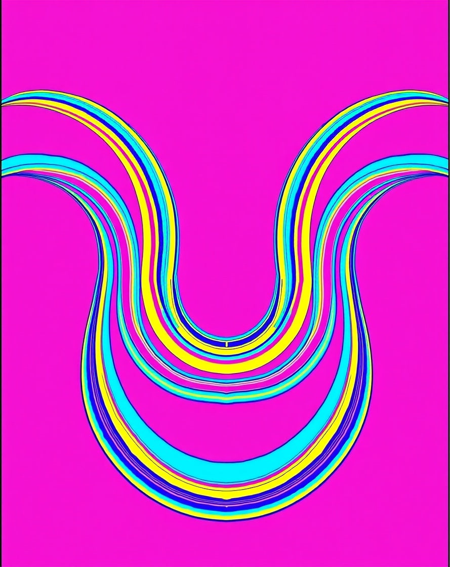 Vibrant Pink U-Shaped Color Ribbons Rug