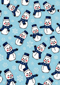 Whimsical Snowman Blue Christmas Snowflakes Rug
