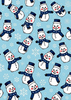 Whimsical Snowman Blue Christmas Snowflakes Rug