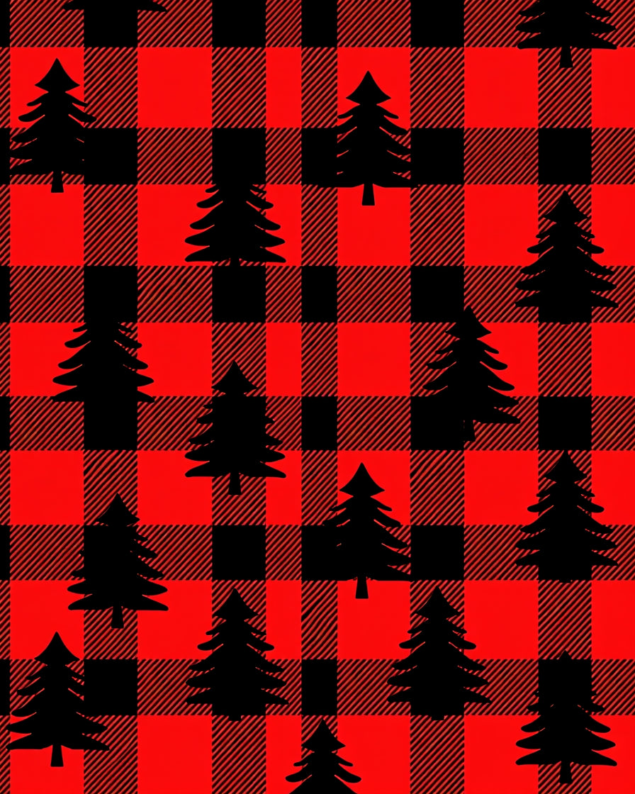 Buffalo Plaid Evergreen Trees Rug