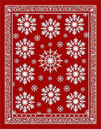 Winter Snowflakes Red Ornament Rug