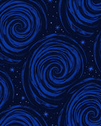 Deep Blue Swirling Galaxy Stars Rug