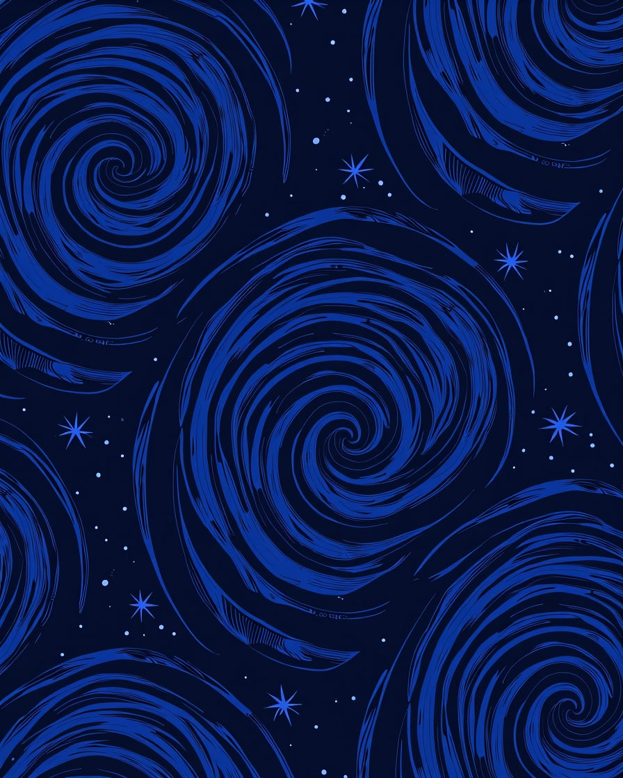 Deep Blue Swirling Galaxy Stars Rug