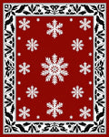 Crimson Red Snowflake Border Rug