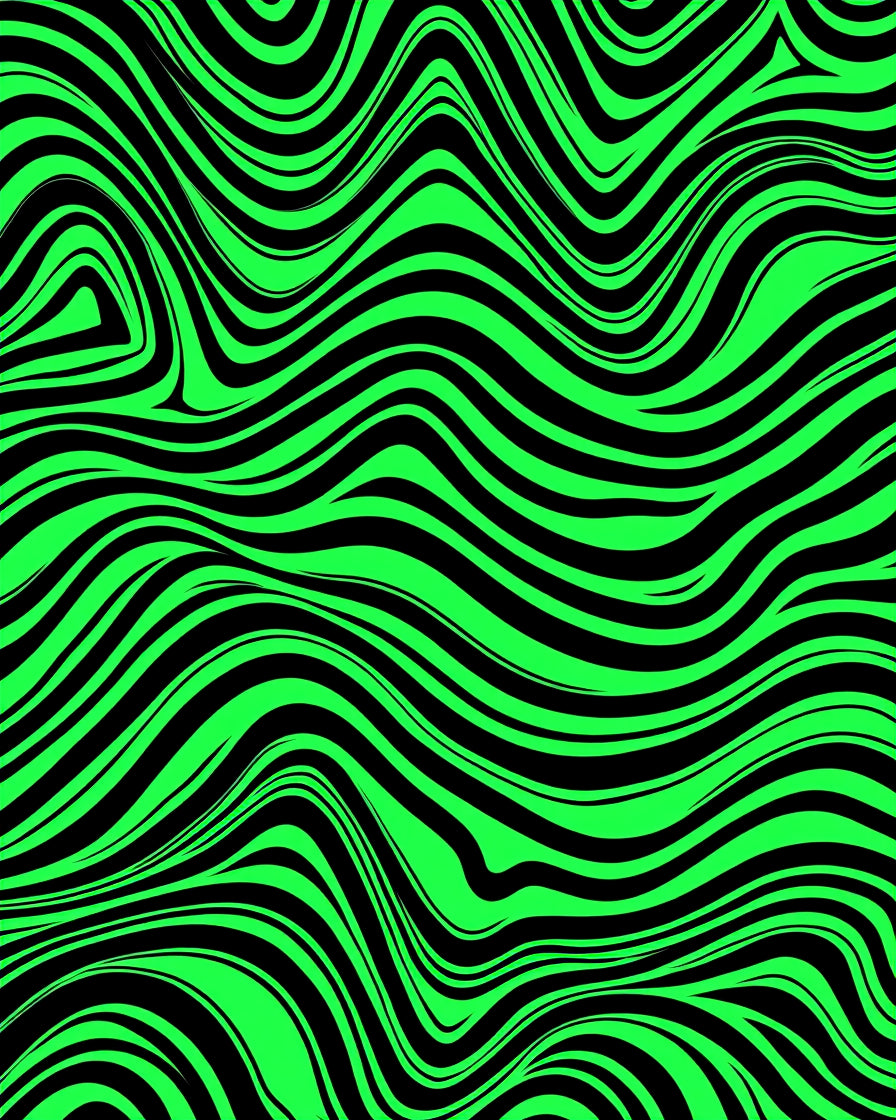 Bright Green and Black Swirl Rug