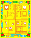 Playful Yellow Red Geometric Collage Rug