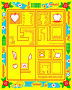 Playful Yellow Red Geometric Collage Rug