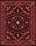 Crimson Floral Swirl Medallion Rug