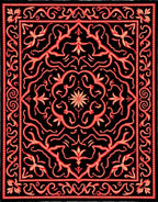 Crimson Floral Swirl Medallion Rug