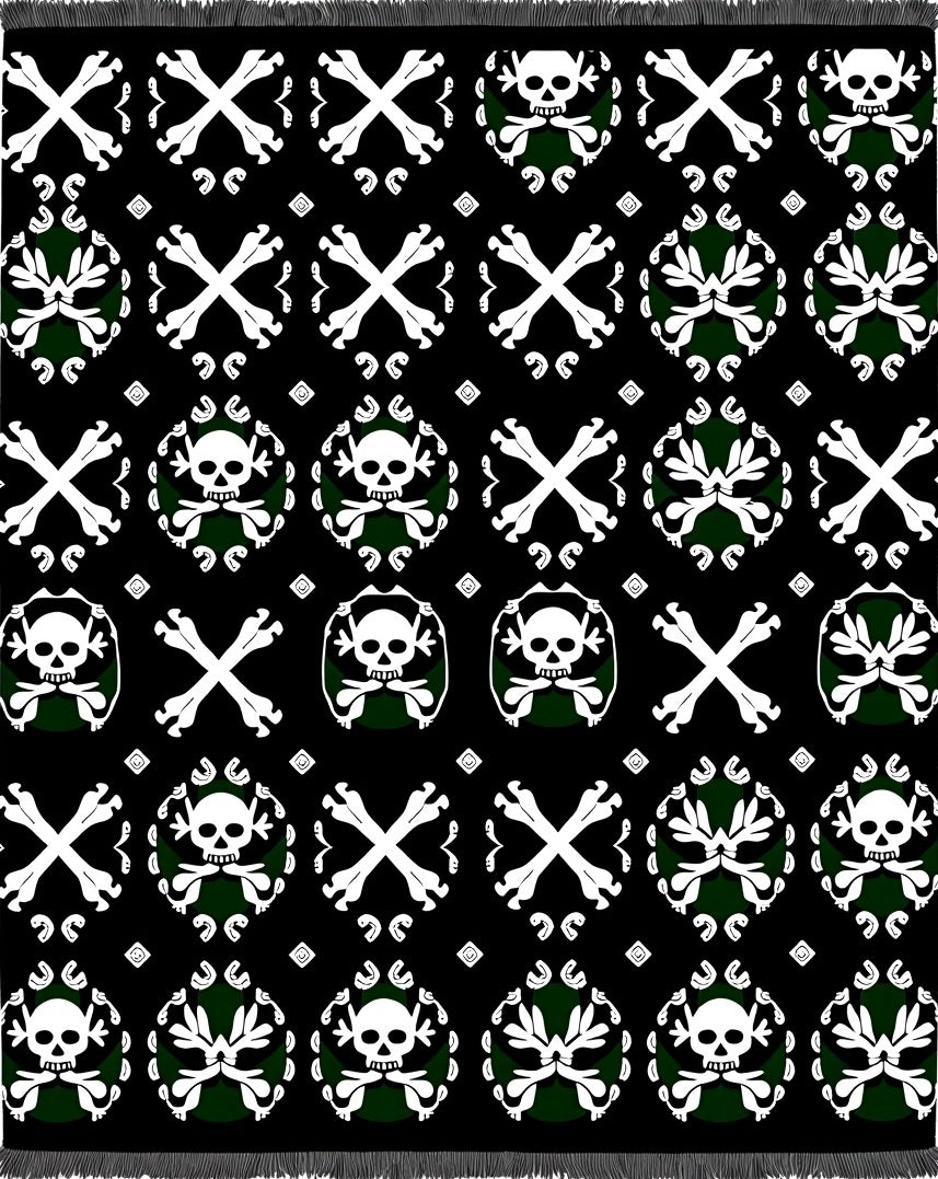 Black White Skull Crossed Bones Rug