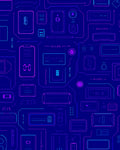 Neon Circuits Futuristic Tech Overlay Rug